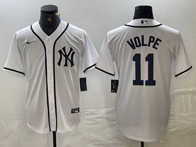 Mens New York Yankees #11 Anthony Volpe White Fashion Cool Base Jersey